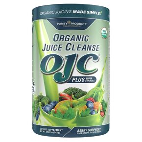 Certified Organic Juice Cleanse OJC Plus Berry Surprise - Purity Products - 30+ Organic Veggies and Fruits - 5 Grams of Fiber - Promotes Energy and Digestive Function - 12.28 oz - 348 g - 30 Servings