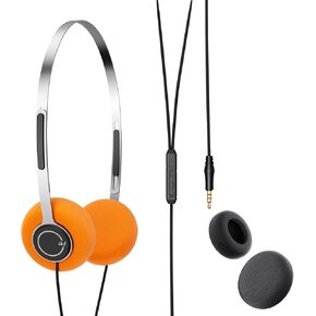 iKF Y3 Wired Headphones, Retro Style, Adjustable Headband, 3.5mm Jack, Lightweight, Replaceable Orange Ear Pads 80S 90S Y2K Old School Suitable for Walkman/Computer/PC/Laptop/CD Player