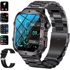 Smart Watches for Men, Fitness Watch, Android Smart Watch, Running Watch, Heart Rate Monitor Watch, 100+ Sports Modes Fitness Tracker Smartwatch for Men with IP68 1.96" HD, 420 mAh, 2 Straps