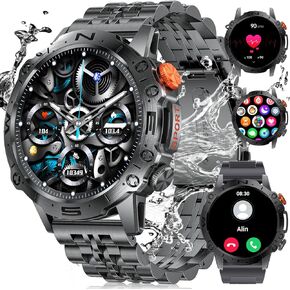 LIGE Military Smart Watches for Men(Answer/Dial Calls),1.43" AMOLED 5ATM Waterproof Rugged Smartwatch with Heart Rate/SpO2/Sleep Monitor,400mAH Fitness Tracker with 126 Sport Modes for Android iOS