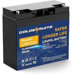 12V 20Ah Lithium LiFePO4 Deep Cycle Battery, Rechargeable Battery Up to 2000-7000 Cycles, Built-in BMS, Lithium Iron Phosphate for Solar, Marine, Energy Storage, Off-Grid Applications
