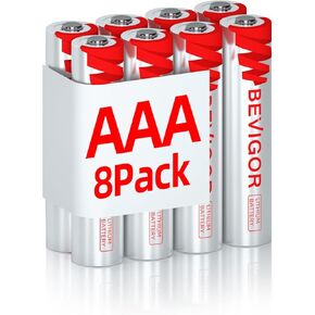 BEVIGOR AAA Lithium Batteries, 8Pack Lithium Iron Triple A Batteries, 1.5V 1200mAh Longer Lasting AAA Batteries for Flashlight, Toys, Remote Control, Non-Rechargeable