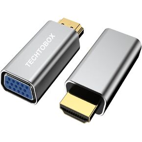 TECHTOBOX HDMI to VGA Adapter |Gold-Plated| HDMI Male to VGA Female 1920 * 1080P UHD Adapter for Computer, Desktop, Laptop, PC, Monitor, Projector, HDTV, Chromebook, Raspberry Pi, Roku, Xbox and More