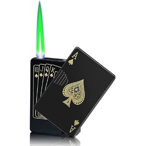 Jet Torch Lighter, Refillable Butane Playing Card Lighter, Exquisite Packaging, Windproof Lighters, Cool Lighter for Men, Candle, Camping, Birthday. (Butane Not Included)