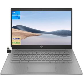 HP 2023 est chromebook student business student ، 14 '' '' HD Display ، Quad-core Intel Celeron N4120 Processor ، 4GB RAM ، 64GB EMMC ، 720p Web Caram ، WiFi ، Bluetooth ، 14+ HRS Battery