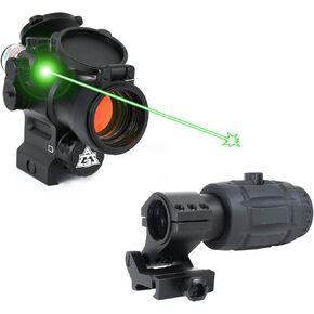 AT3 النقطة الحمراء المكبرة مع طقم رؤية ليزر - 2 MOA Red Dot مع مشهد ليزر و 3x Mashifier (ليزر أخضر)