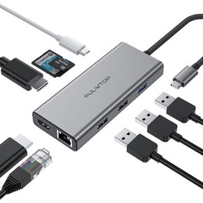 6-in-1 USB C Hub with 4K HDMI,3 USB-C 10 Gbps Data Ports, Full-Featured USB-C（100W Power Delivery+10 Gbps Data Ports+4K DP）