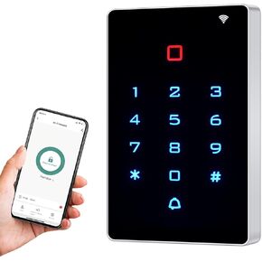 Wireless WiFi Access Control Keypad, Backlight Door Access Control System + 5PCS ID Keychains, Wiegand 26, Password Keypad for House Apartment, TUYA Wireless Entry Security Access Controller