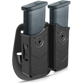 Double Magazine Pouch for Glock Beretta Sig Sauer Taurus Browning S&W H&K Most Pistol Mags,Universal Mag Holder Stack 9mm/40 Mags (N-Paddle, Black)