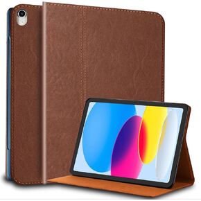 Genuine Leather Case for iPad 10.2 Inch, 9th/8th/7th Generation,Smart Folio Cover for iPad 2021/2020/2019 with Auto Wake/Sleep,Adjustable Stand,Anti Slip/Fingerprint,Brown