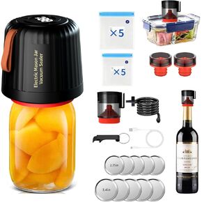 iFCOW Auto Electric Vacuum Sealer, Portable Cordless Handheld Mason Jar Vacuum Sealer for Vacuum Bags, Bottles, Wide and Regular Mouth Mason Jars Vacuum Sealer