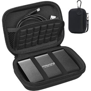 Lacdo Hard Carrying Case for Maxone Ultra Slim Portable External Hard Drive HDD 500GB 160GB 250GB 320GB 500GB 750GB 1TB USB 3.0 EVA Shockproof Water-Resistant Protective Storage Travel Bag, Black