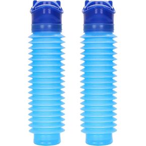 Emergency Urinal for Kids Adult,Portable Reusable Outdoor Urinal Potty Pee Bottle, Outdoor Shrinkable Urinal for Travel, Camping, Hiking, Traffic Jam and Queuing-2 Pack 750ml Blue