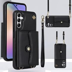 Asuwish Phone Case for Samsung Galaxy A54 5G Wallet Cover with RFID Blocking Credit Card Holder Wrist Crossbody Strap Lanyard Stand Leather Slot Cell Accessories A 54 54A SM A546U 2023 Women Men Black