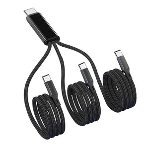 USB C Multi Charging Cable 3FT, 3 in 1 Type-C Charging Cord Nylon Braided Multiple Separate Cable Compatible with MacBook Pro, iPad Air, iPhone16 15, Laptop and More USB C Devices