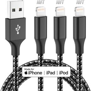 iPhone Charger 3pack 10FT Apple MFi Certified Long Lightning Cable Fast Charging High Speed Data Sync USB Cable Compatible iPhone 14 13/12/11 Pro Max/XS MAX/XR/XS/X/8/7/Plus/6S