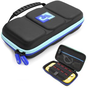 CASEMATIX Carrying Case for Nintendo Switch Lite with 8 Game Slots, Non-Scratch Divider for Screen Protection, Accessory Storage and Comfortable Handle, Hard Shell Switch Lite Carrying Case for Travel