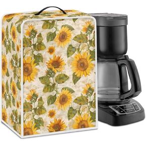 DISNIMO Green Leaves Coffee Maker Dust Cover, Kitchen Coffee Making Machine Covers with Top Handle, Dustproof Appliances Cover Anti Fingerprint Polyester Stain Resistant for Home Kitchen