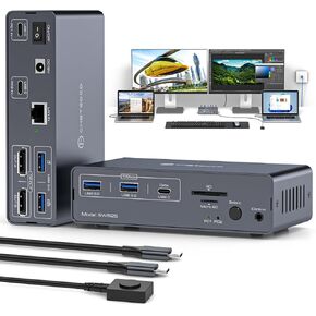 4K@120Hz USB C Station Station Dual Monitor لأجهزة الكمبيوتر المحمولة أو MacBooks Switch (12-in-1) Type C Dock مع 2 DisplayPort ، 1G Ethernet ، 10GBPS USBC + USBA 3.2 ، 5GBPS USB 3.0 DATE و SD/MICROSD SLOTS in Kuwait