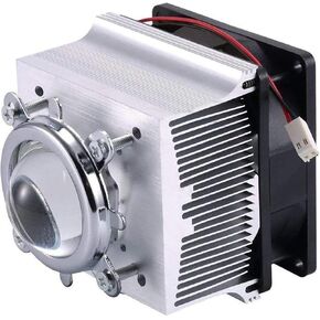 Aluminium Heatsink Cooling Fan+44mm Lens Kit 90 Degree for 50W 100W LED Chip Heat Dissipation, DIY LED Flood Light