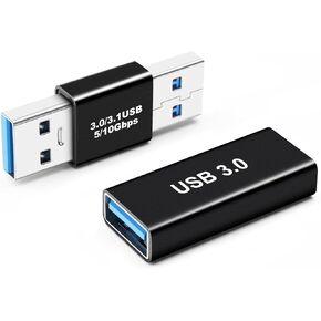 BORLTER CLAMP 3.0 USB A to USB A Adapter 2Pack,USB A Female to Female Connector, USB Male to Male Adapter for PC, Laptop and USB A Charger (2)