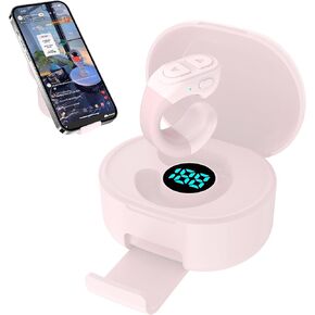 Scrolling Ring for TikTok, Remote Control Page Turner for Ebook Reading, Bluetooth Page Turner Clicker for Kindle App, Wireless Camera Video and Photo Remote Shutter for iPhone, iPad, Android -Pink