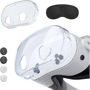 Protective Case for Meta Quest 3S,VR Accessories for Meta Quest 3S, Replacement Kit for Meta Quest 3S, Compatible with Meta Quest 3S Headset Transparent TPU Case with Rocker Caps and Dust Cover Set