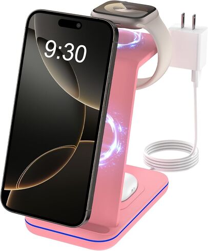 Wireless Charger 6 in 1 for Apple Charging Station for iPhone 16 Pro/15/14 Series, for AirPods Pro 4/3,Watch Charger for iWatch Series 10/9, Wireless Charging Station in Saudi Arabia