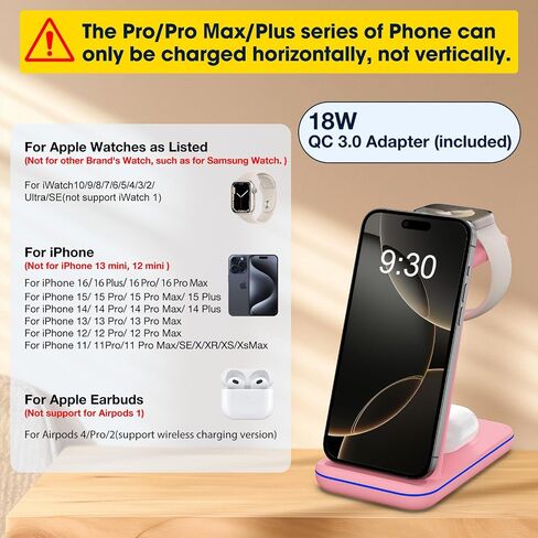 Wireless Charger 6 in 1 for Apple Charging Station for iPhone 16 Pro/15/14 Series, for AirPods Pro 4/3,Watch Charger for iWatch Series 10/9, Wireless Charging Station in Saudi Arabia