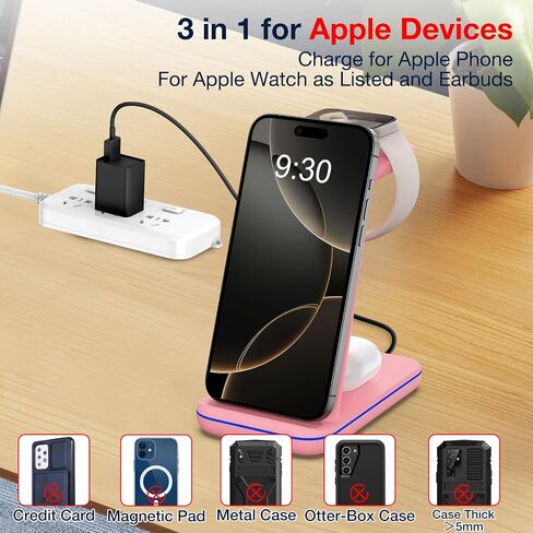 Wireless Charger 6 in 1 for Apple Charging Station for iPhone 16 Pro/15/14 Series, for AirPods Pro 4/3,Watch Charger for iWatch Series 10/9, Wireless Charging Station in Saudi Arabia