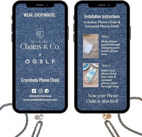 Miami Chains & Co. - OG Denim Dream x Matte Gold Crossbody Chain | Phone Strap, Cell Lanyard, iPhone Wrist & Cellphone Lanyards for Women in Saudi Arabia