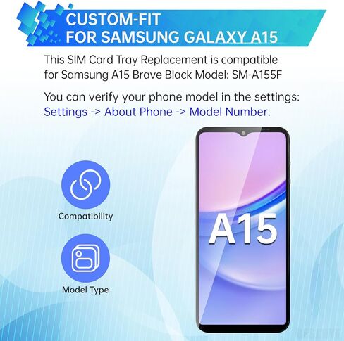 Sim Card Tray Replacement for Samsung Galaxy A15 (Single SIM Version) Brave Black Card Tray Slot Holder Bracket Adapter with Needle Ejector for A15 SM-A155F in Saudi Arabia