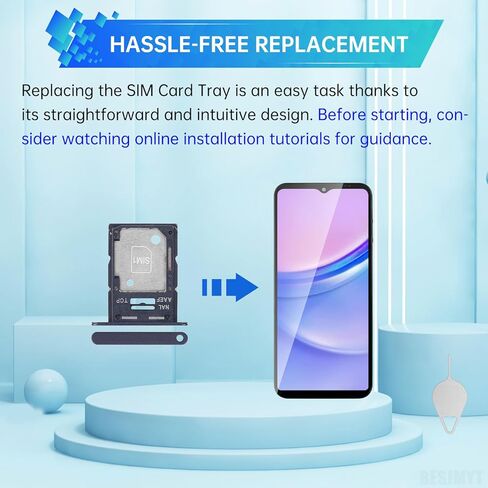 Sim Card Tray Replacement for Samsung Galaxy A15 (Single SIM Version) Brave Black Card Tray Slot Holder Bracket Adapter with Needle Ejector for A15 SM-A155F in Saudi Arabia