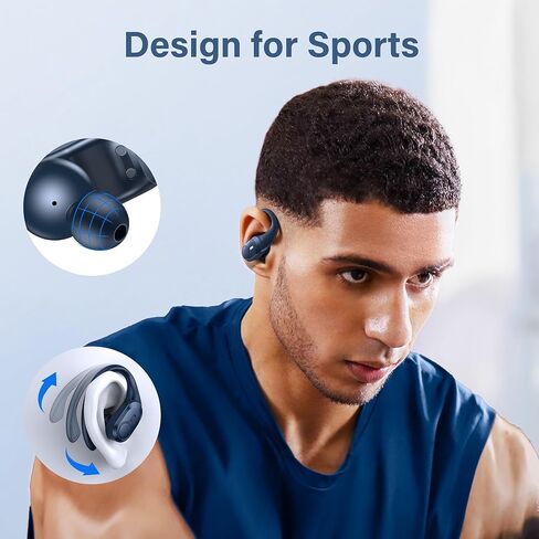 Wireless Earbuds Bluetooth Headphones Ear Buds 70H Playback Digital Display Wireless Charging Case Deep Bass Wireless Earphones Over Ear Sport Waterproof Bluetooth Headset for Workout Running Blue in Saudi Arabia