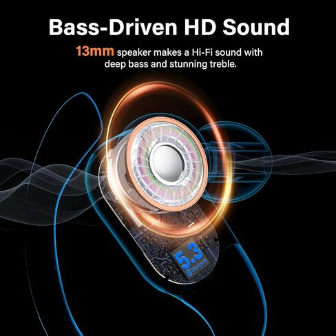 Wireless Earbuds Bluetooth Headphones Ear Buds 70H Playback Digital Display Wireless Charging Case Deep Bass Wireless Earphones Over Ear Sport Waterproof Bluetooth Headset for Workout Running Blue in Saudi Arabia