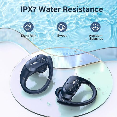 Wireless Earbuds Bluetooth Headphones Ear Buds 70H Playback Digital Display Wireless Charging Case Deep Bass Wireless Earphones Over Ear Sport Waterproof Bluetooth Headset for Workout Running Blue in Saudi Arabia