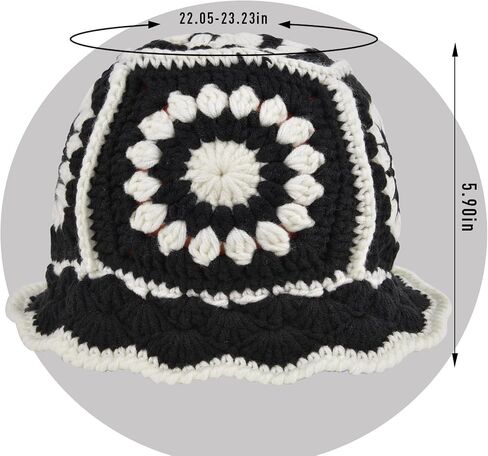QZUnique Flower/Plaid Crochet Bucket Hat for Women Handmade Cloche Knitted Fisherman Hat Knitting Beanie Hat Sun Cap in Saudi Arabia