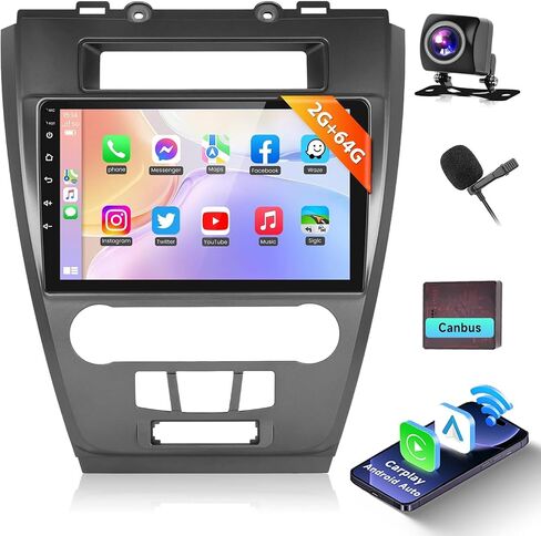 Podofo 2G+64G for 2009-2012 Ford Fusion Mondeo Mustang Android Car Stereo Radio with Wireless Carplay Android Auto 10.1 inch HD IPS Touchscreen Bluetooth WiFi HiFi/16 EQ FM/RDS SWC Backup Camera in Saudi Arabia