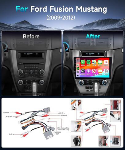 Podofo 2G+64G for 2009-2012 Ford Fusion Mondeo Mustang Android Car Stereo Radio with Wireless Carplay Android Auto 10.1 inch HD IPS Touchscreen Bluetooth WiFi HiFi/16 EQ FM/RDS SWC Backup Camera in Saudi Arabia