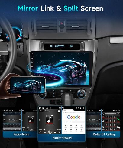 Podofo 2G+64G for 2009-2012 Ford Fusion Mondeo Mustang Android Car Stereo Radio with Wireless Carplay Android Auto 10.1 inch HD IPS Touchscreen Bluetooth WiFi HiFi/16 EQ FM/RDS SWC Backup Camera in Saudi Arabia