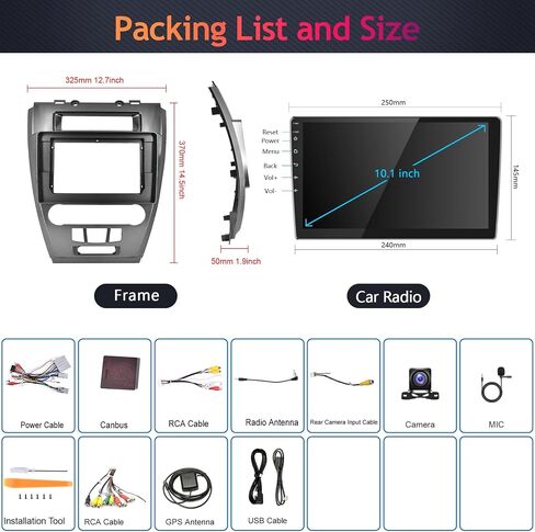 Podofo 2G+64G for 2009-2012 Ford Fusion Mondeo Mustang Android Car Stereo Radio with Wireless Carplay Android Auto 10.1 inch HD IPS Touchscreen Bluetooth WiFi HiFi/16 EQ FM/RDS SWC Backup Camera in Saudi Arabia