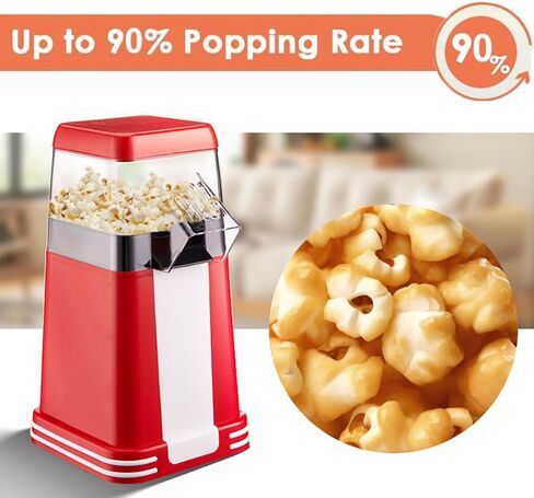 آلة الفشار ، 2 دقيقة ظهرت بسرعة وتصنيع عالي معدل البوب ​​، BPA Free ، بدون زيت ، سهل التنظيف والصيانة ، مع التبديل/إيقاف التشغيل ، الفشار بوبر للمنزل والأفلام والحفلات in Kuwait