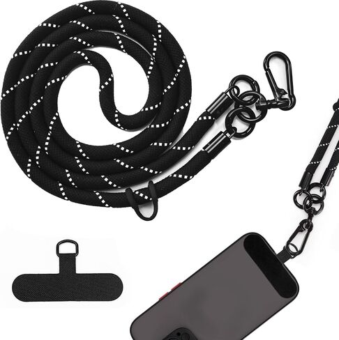 Phone Lanyard Adjustable Crossbody Cell Phone Lanyard with Phone Tether Tab Two-Color Braided Nylon Phone Strap in Saudi Arabia