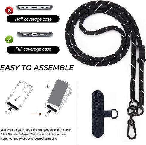 Phone Lanyard Adjustable Crossbody Cell Phone Lanyard with Phone Tether Tab Two-Color Braided Nylon Phone Strap in Saudi Arabia
