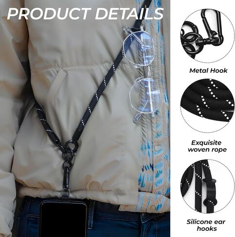 Phone Lanyard Adjustable Crossbody Cell Phone Lanyard with Phone Tether Tab Two-Color Braided Nylon Phone Strap in Saudi Arabia