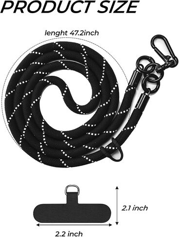 Phone Lanyard Adjustable Crossbody Cell Phone Lanyard with Phone Tether Tab Two-Color Braided Nylon Phone Strap in Saudi Arabia