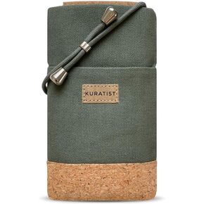 NELA Canvas and Cork Phone Sleeve with Cord Strap - Handmade, Fits iPhone 13/14/15 Pro Max, iPhone 13/14/15 Pro, iPhone 13/14, Galaxy S22 Ultra, Other (6.1-6.9 inches) (Pine)