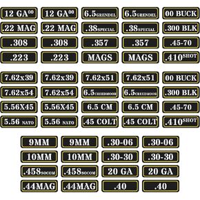 Ammo Can Vinyl Sticker Set Decal Label .357 9mm 10mm .458 .40 7.65 5.56 .22 12 300 30-30 (56 Pack/28 Varieties)