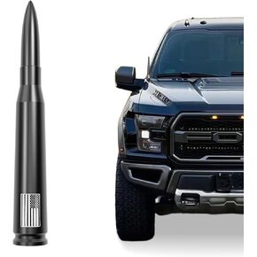 Bullet Antenna Replacement for Ford F150 F250 F350 Super Duty Raptor Bronco/Dodge RAM 1500 2500 3500 All Model Years up to 2018, Anti Theft & Carwash Safe, Truck Accessory, Radio Antenna (Black) 5.5"