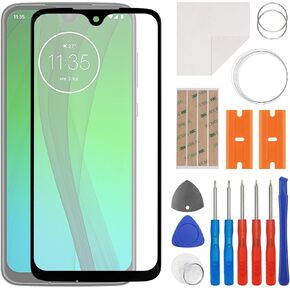 Front Screen Glass Outer Panel Lens Replacement +OCA Compatible with Moto G7 & Moto G7+ G7 Plus (No LCD Screen and Touch Digitizer) with Repair Kit